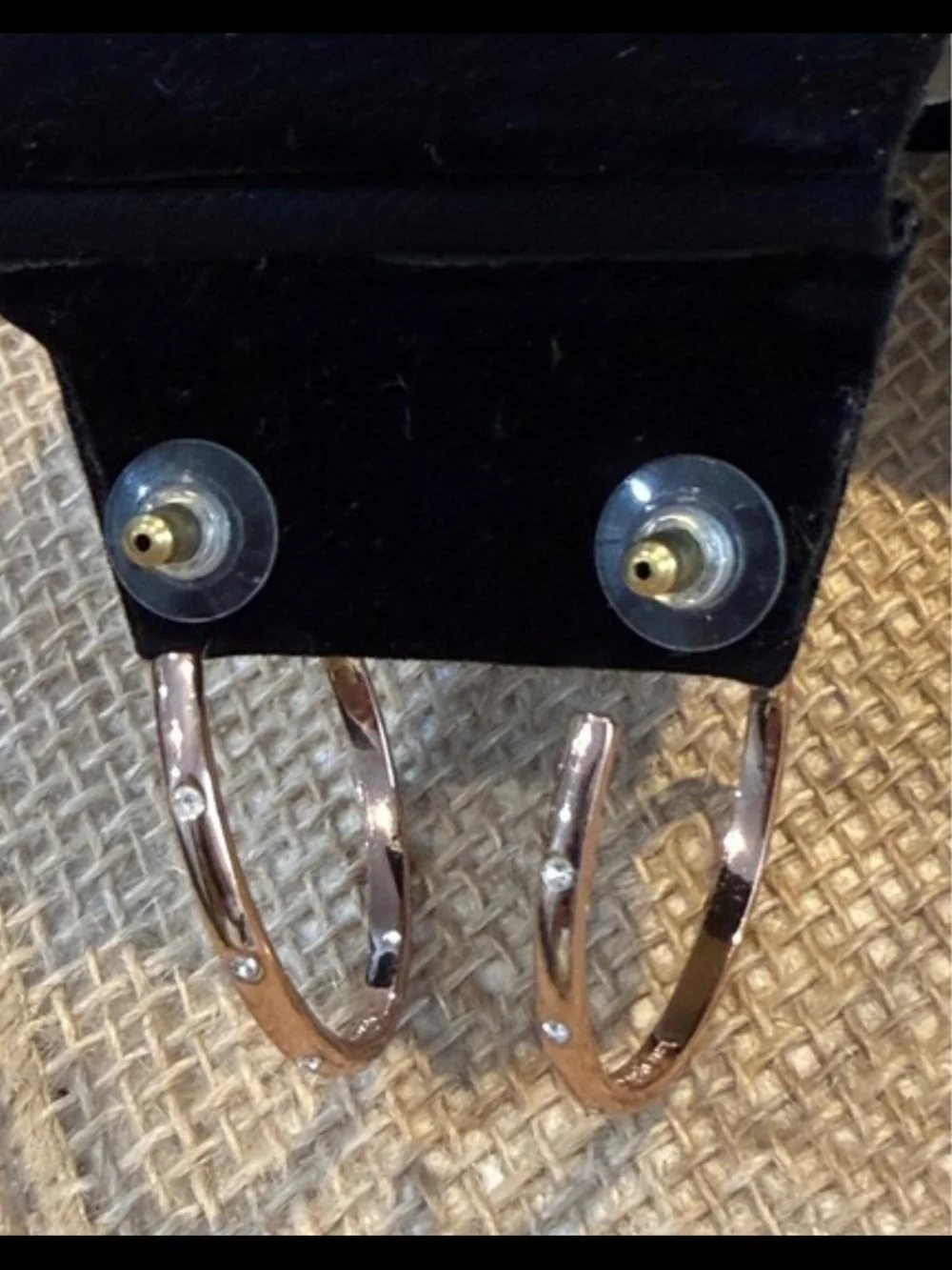 kate spade Rose Gold Hoop Earrings with Crystal Accents Size Medium 1 5